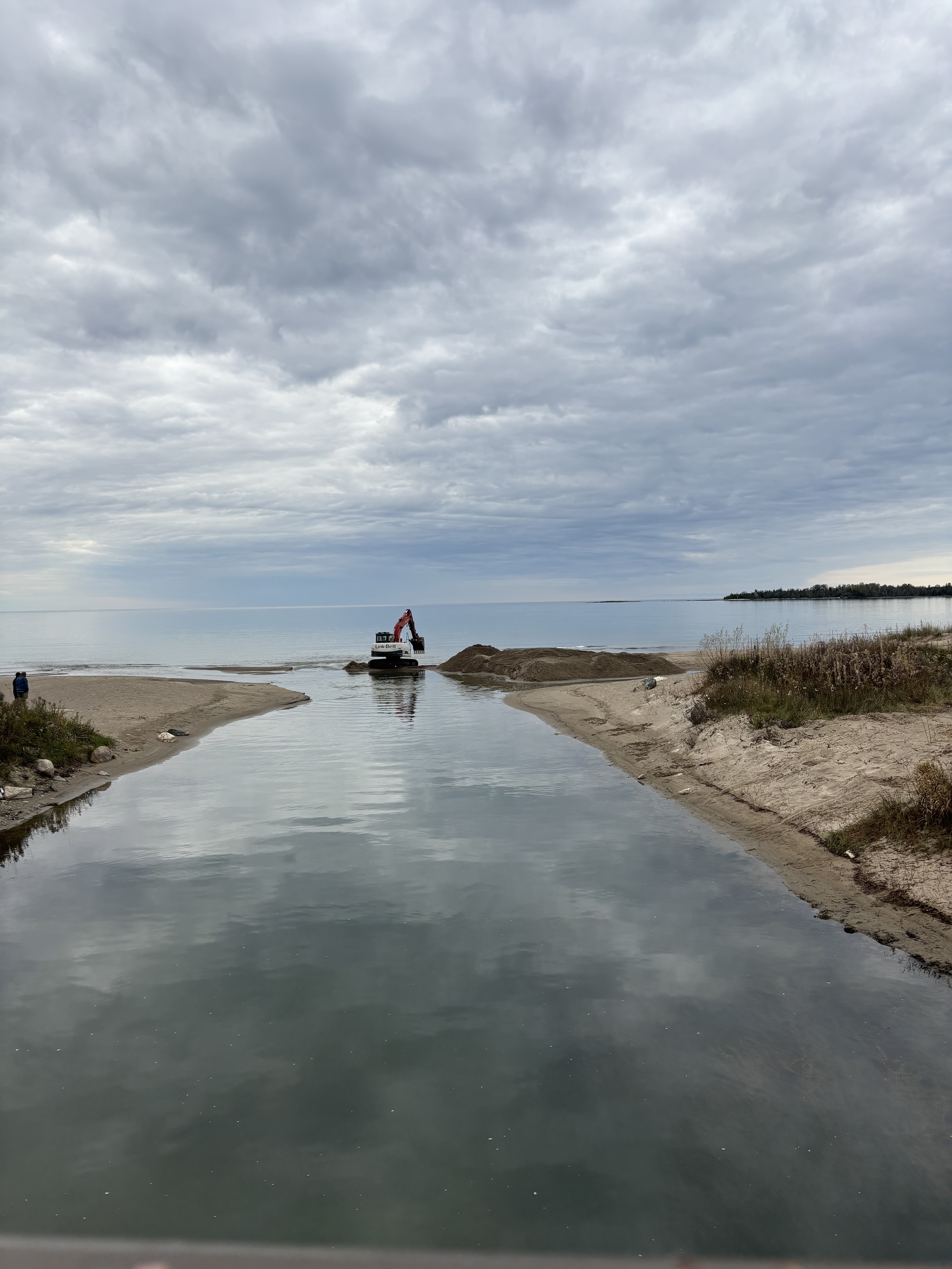 Mouth of Mindemoya river dredging 2024 Salmon Migration